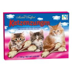 Maitre Truffout Katzenzungen mačja čokolada beli in rdeči mlečni jeziki 100g