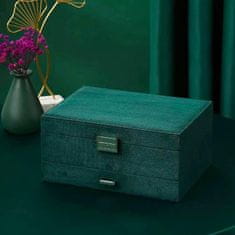 Škatla za nakit iz imitacije semiša - zelena 