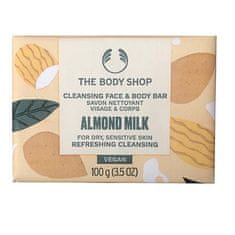The Body Shop Čistilno milo za obraz in telo za suho in občutljivo kožo Almond Milk ( Clean sing Face & Body Bar)