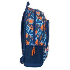 Safta Šolska torba Hot Wheels, modra in oranžnaz vzorcem, 32x42x14cm