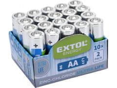 Extol Energy Cinkov-kloridne baterije, 20ks, 1,5V AA (R6)