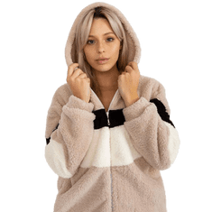 RUE PARIS Bež črn ženski pulover z žepi na zadrgo RUE PARIS RV-BL-8439.00P_392689 L-XL