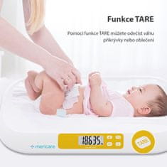 MERICARE B-36 tehtnica za dojenčke z merilnikom rasti, natančnost tehtanja 5 g, funkcija TARE in HOLD, baterijsko napajanje, bela