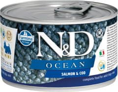 N&D OCEAN Dog cons. Losos in trska Mini 140 g