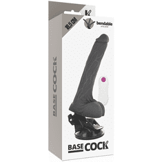 Basecock VIBRATOR BaseCock Realistic Bendable Black 18,5 cm