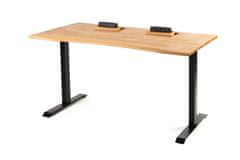 ErgoHide klasična miza s prostorom za kable (Hrast / 120×80cm / Raven rob)