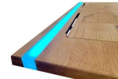 dvižna miza z epoksidno LED lučjo (Hrast / 150×80cm / Ergonomsko prisekan rob)
