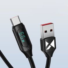 slomart usb a - usb c kabel wozinsky wuacc2 z zaslonom 66w 6a 2m - črn