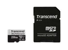 Transcend 256GB microSDXC 340S UHS-I U3 V30 A2 3D TLC (Class 10) pomnilniška kartica (z adapterjem), 160MB/s R, 125MB/s W