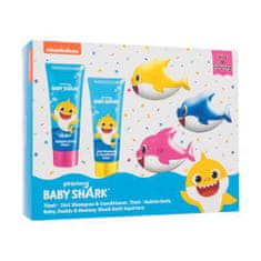 Pinkfong Baby Shark Gift Set Set pena za kopel Baby Shark 75 ml + 2in1 šampon in balzam Baby Shark 75 ml + igračka za kopanje 3 ks za otroke
