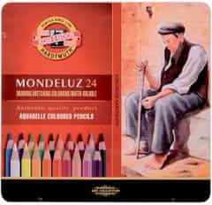 Koh-i-Noor akvarelne barvice MONDELUZ, komplet 24 kosov v pločevinasti škatlici