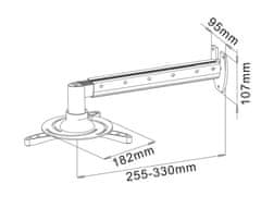 Stell raztegljiv stenski nosilec za projektor SHO 1092, nosilnost 15 kg - srebrn