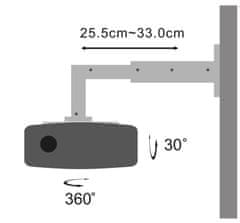 Stell raztegljiv stenski nosilec za projektor SHO 1092, nosilnost 15 kg - srebrn