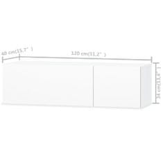 Vidaxl TV omarica iverna plošča 120x40x34 cm visok sijaj bela