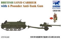 BRONCO maketa-miniatura Britanski Loyd Carrier z 6 Pounder Anti-Tank Topom • maketa-miniatura 1:35 vojaška vozila • Level 4