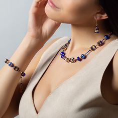 Lampglas Čudovita biserna ogrlica iz 24K zlata Lampglas Blue Passion NCU38