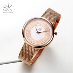 Shengke Ženska ročna ura Minimalistic Champagne