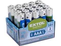 Extol Energy Cinkov-kloridne baterije, 20ks, 1,5V AAA (R03)