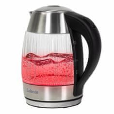 Salente StripeGlass, električni čajnik 1,8 l, nerjaveče jeklo/steklo, rdeča osvetlitev