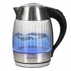 Salente StripeGlass, električni čajnik 1,8 l, nerjaveče jeklo/steklo, modra osvetlitev