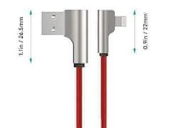 Aukey cb-al01 rdeč oem najlonski kabel usb - lightning | 2m | 90-stopinjski vtiči | mfi certifikat