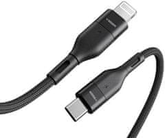 VEGER CL01 pleteni kabel, USB-C na Lightning, 1,2 m, črn