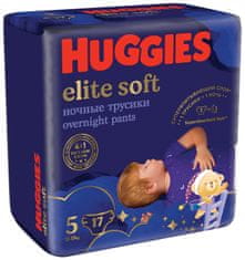 Huggies hlačke iz plenic Elite Soft Pants Over Night vel. 5, za ponoči, 17 kosov