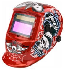 RED TECHNIC Avtomatska solarna naglavna varilna maska rdeča lobanja