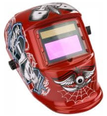 RED TECHNIC Avtomatska solarna naglavna varilna maska rdeča lobanja