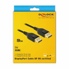 Delock kabel DisplayPort 2m 8K 60Hz črn 85660