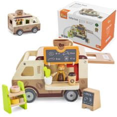 Viga Toys Kavarna z lesenimi avtomobili 