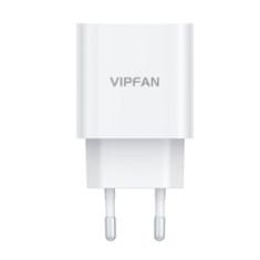 Vipfan  E04 omrežni polnilnik, USB-C, 20 W, QC 3.0 + kabel USB-C (bel)