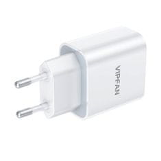 Vipfan  E04 omrežni polnilnik, USB-C, 20 W, QC 3.0 + kabel USB-C (bel)