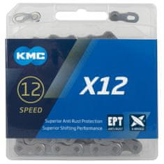 KMC X12EPT srebrna veriga s 126 členki BOX