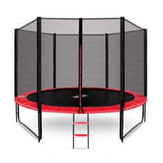 Aga Sport Pro Trampolin 305 cm rdeča + zaščitna mreža + lestev