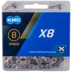 KMC X8 srebrno-siva 114-delna veriga BOX