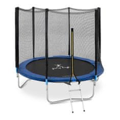 Gymrex Vrtni trampolin z mrežo in varovalno vzmetjo premera 244 cm do 80 kg črno-modre barve