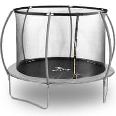 Gymrex Vrtni trampolin z mrežo in zaščitno vzmetjo Ø 305 cm do 100 kg črno-siv