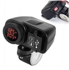 FreedConn Polnilec USB za motorna kolesa / avtomobile z vodoodpornim termometrom MC20V