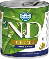 N&D PRIME Dog cons. Jagnjetino in borovnice 285 g