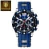 POEDAGAR POEDAGAR 912 modni kronograf moške ure: Vodoodporen, svetleč datum, silikonski trak, kvarčna eleganca za moške Blue-Silver