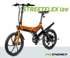 MS ENERGY STREETFLEX i20 električno kolo, zložljivo, 50,8 cm, 250 W, 280 Wh, črno-oranžno