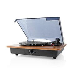 Nedis Turntable | 33 / 45 / 78 rpm | Belt Drive | 1x Stereo RCA | 9 W | Built-in (pre) amplifier | ABS / MDF | Black / Brown 