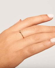 PDPAOLA Bel Solitary Essentials Minimalističen pozlačen prstan iz kubičnega cirkonija AN01-156 (Obseg 52 mm)