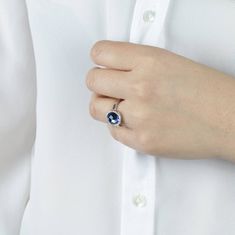 Morellato Jeklen prstan z modrim kristalom Essenza SAGX15 (Obseg 54 mm)
