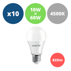 MAX-LED 10x LED žarnica - sijalka E27 10W (60W) 825lm nevtralno bela 4500K