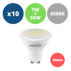 MAX-LED 10x LED žarnica - sijalka GU10 7W (55W) 586lm nevtralno bela 4500K
