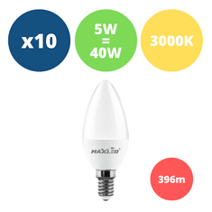 MAX-LED 10x LED žarnica - sijalka E14 5W (40W) 460lm toplo bela 3000K