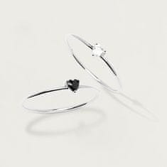 PDPAOLA Minimalistični srebrni prstan s srcem Belo srce Silver AN02-223 (Obseg 50 mm)