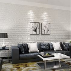 Netscroll Samolepilne 3D stenske nalepke, tapete z efektom bele opeke, 5 kos, 77x70cm, reliefna struktura, vodoodporne tapete, enostavna montaža, 3DBrickWall
